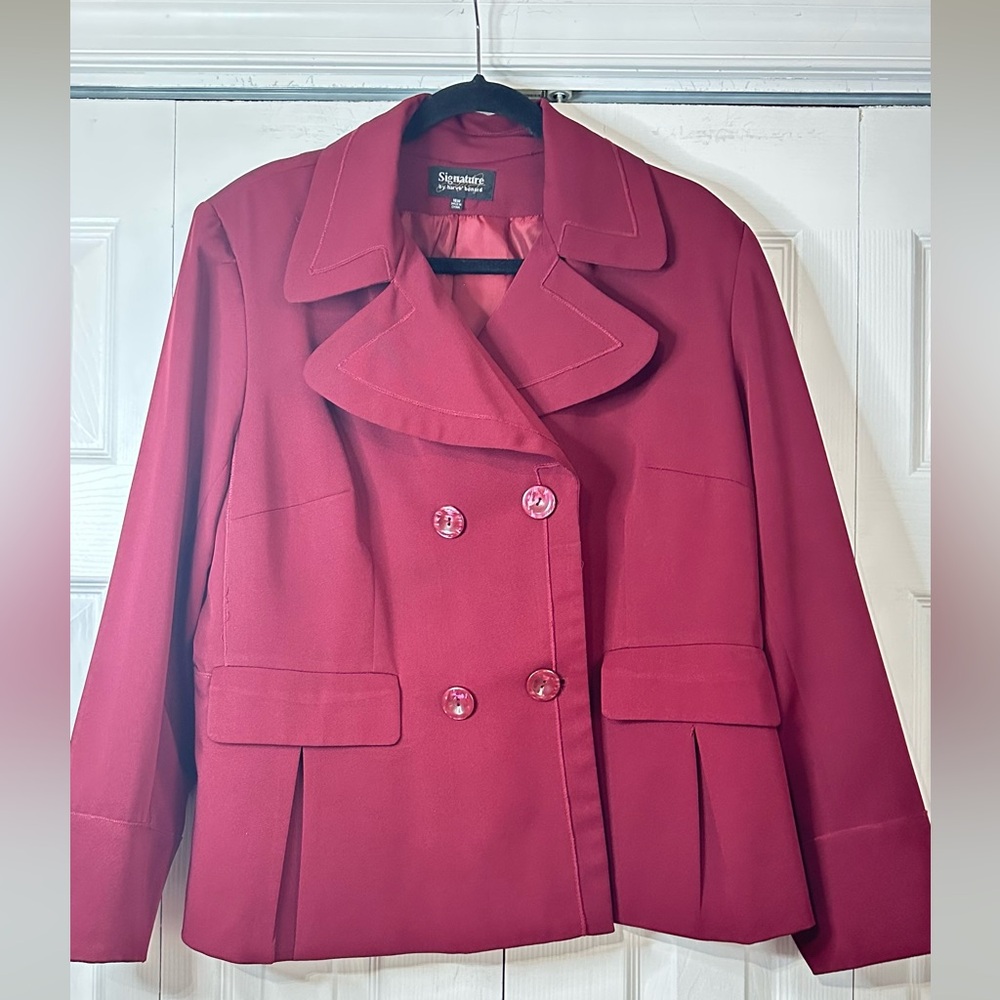 Signature Women's Burgandy Double-Breasted Jacket